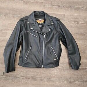 Vintage Harley Davidson black leather jacket women's large